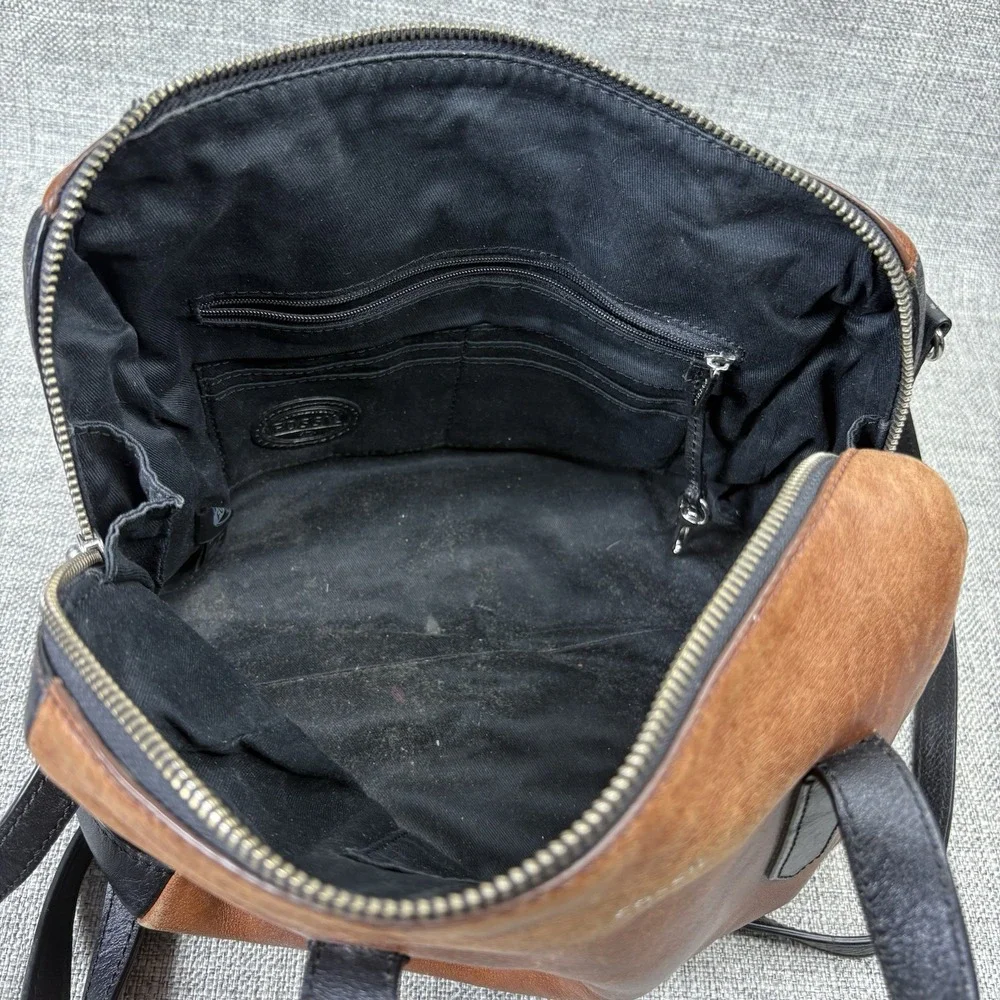 Fossil Sydney Satchel Brown Black Leather Crossbody Bag Two Tone Boho Purse